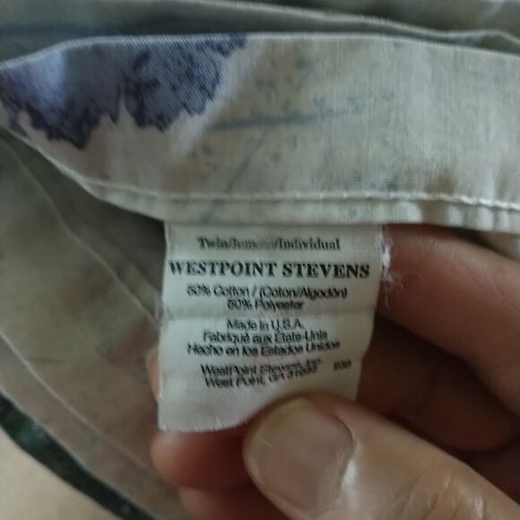 VTG Westpoint Stevens Twin Fitted Flat Sheet Set Blue Floral  Cotton Blend - Picture 9 of 11